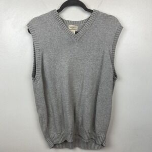 LL Bean V Neck Knit Sweater Vest Mens Large Heather Gray 0 FW80